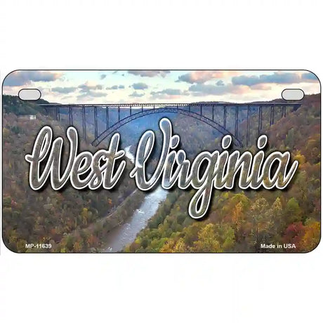 West Virginia River Bridge Novelty Metal State License Plate 7" x 4" (MP)