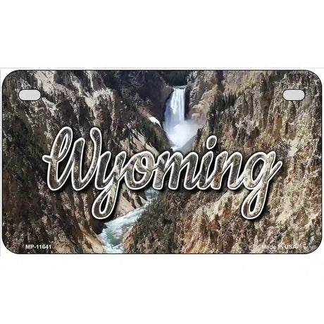 Wyoming Rocky Waterfall Novelty Metal State License Plate 7" x 4" (MP)