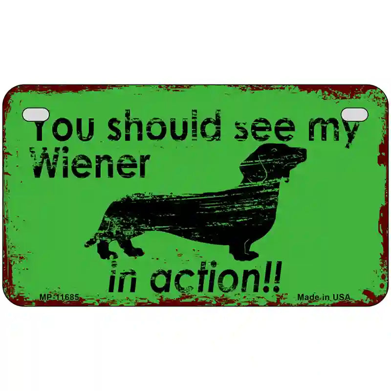 Wiener In Action Novelty License Plate 7" x 4" (MP)