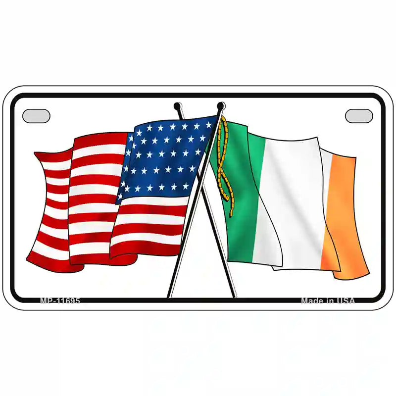 Ireland USA Crossed Flag Novelty License Plate 7" x 4" (MP)