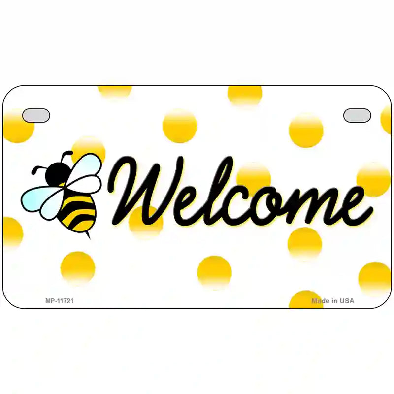 Welcome Bee Novelty License Plate 7" x 4" (MP)