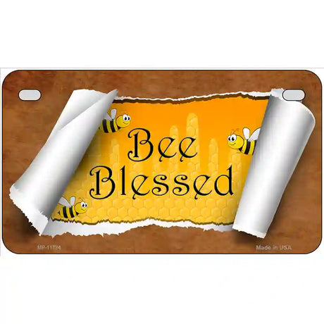 Bee Blessed Scroll Novelty License Plate 7" x 4" (MP)