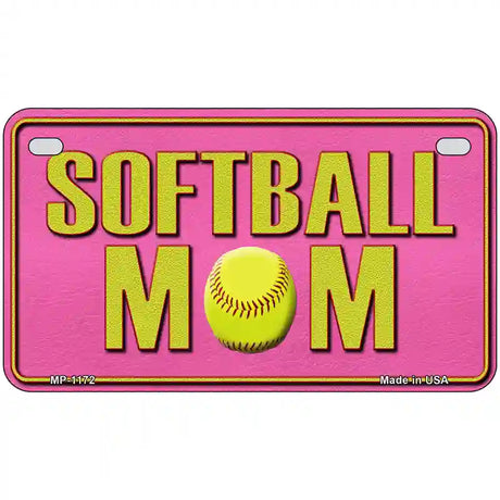 Softball Mom Novelty Metal License Plate 7" x 4" (MP)