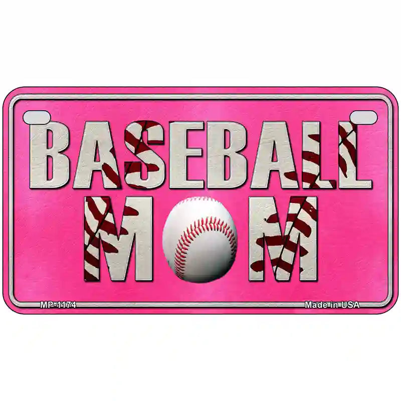 Baseball Mom Novelty Metal License Plate 7" x 4" (MP)