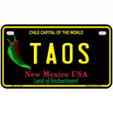 Taos New Mexico Black State License Plate 7" x 4" (MP)