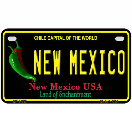 New Mexico Black State License Plate 7" x 4" (MP)