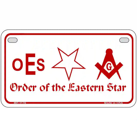 Order Of The Eastern Star Novelty Metal License Plate 7" x 4" (MP)