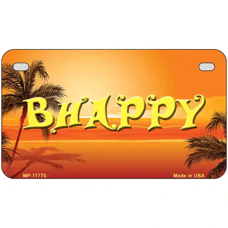 Be Happy Beach Scene Novelty License Plate 7" x 4" (MP)