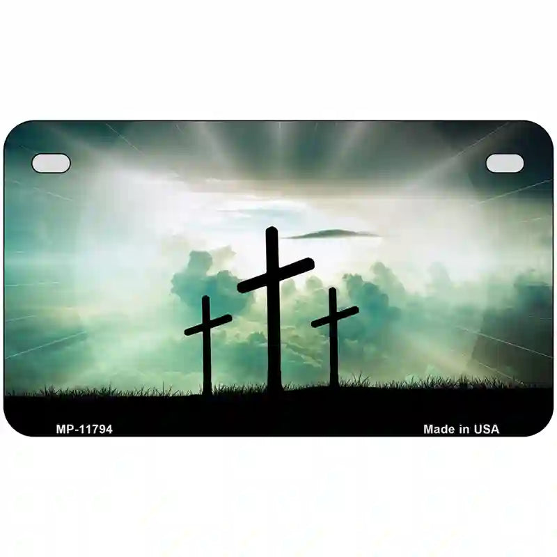 Crosses in the Sun Blue Novelty License Plate 7" x 4" (MP)