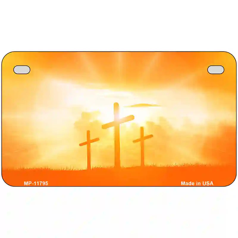 Crosses in the Sun Orange Novelty License Plate 7" x 4" (MP)