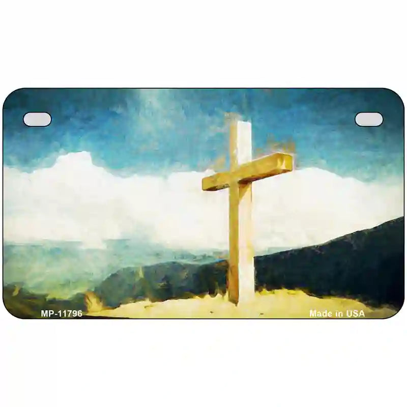 Lone Cross in the Sky Novelty License Plate 7" x 4" (MP)