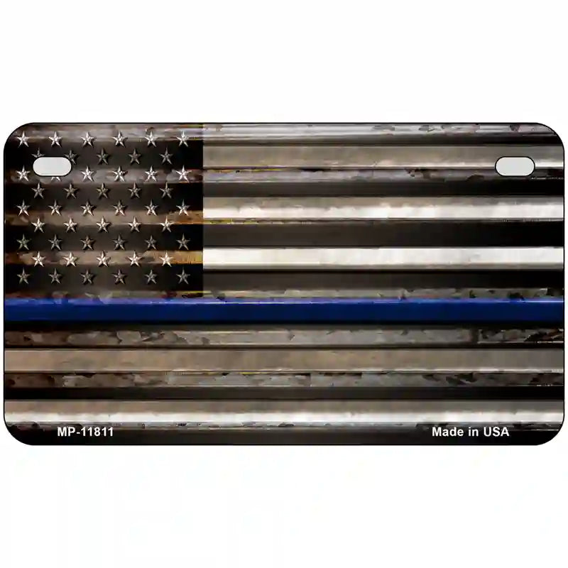 Thin Blue Line American Flag Novelty License Plate 7" x 4" (MP)