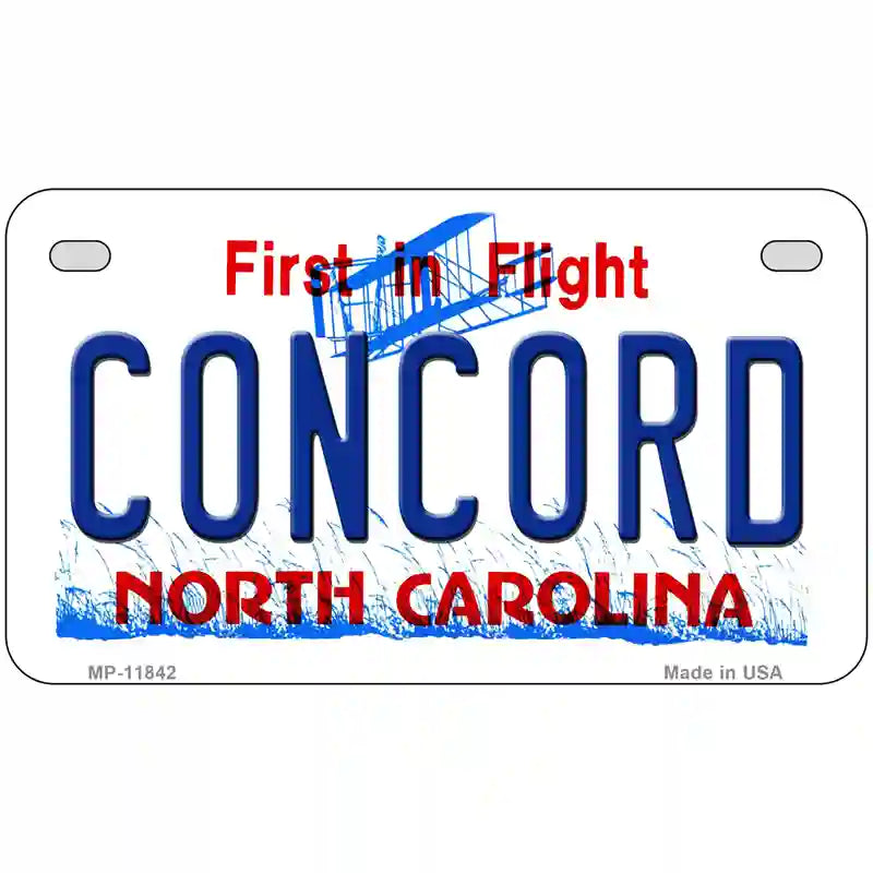 Concord North Carolina Novelty License Plate 7" x 4" (MP)