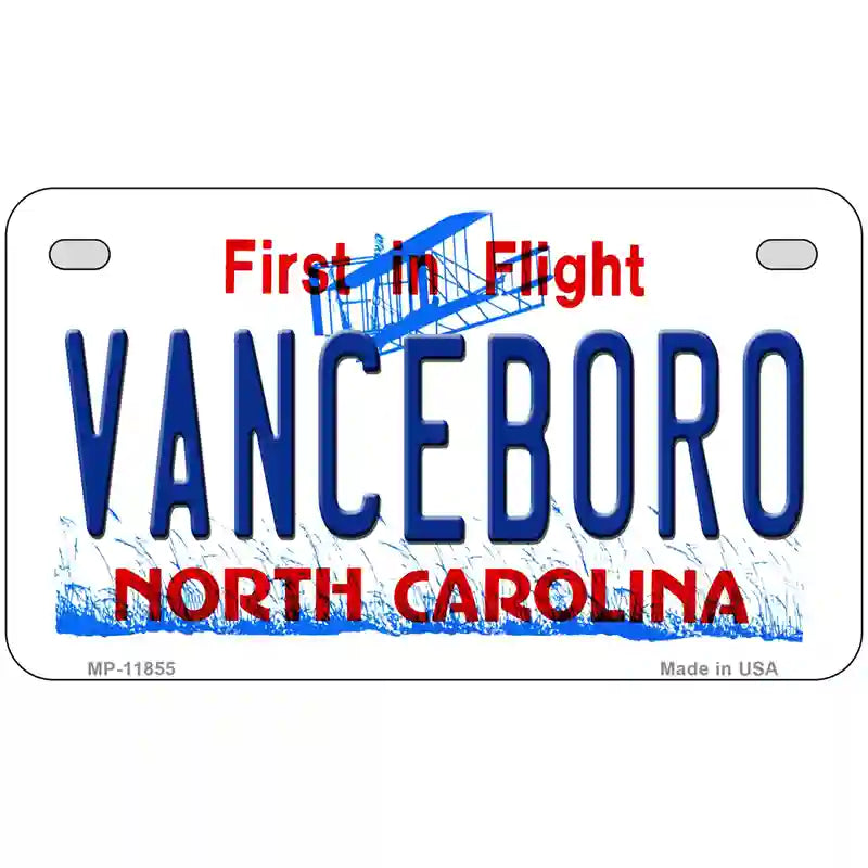 Vanceboro North Carolina Novelty License Plate 7" x 4" (MP)