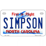 Simpson North Carolina Novelty License Plate 7" x 4" (MP)