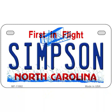 Simpson North Carolina Novelty License Plate 7" x 4" (MP)