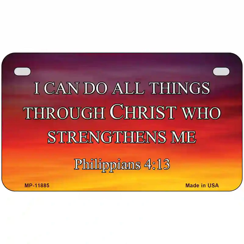 Philippians 4 13 Novelty Metal License Plate 7" x 4" (MP)