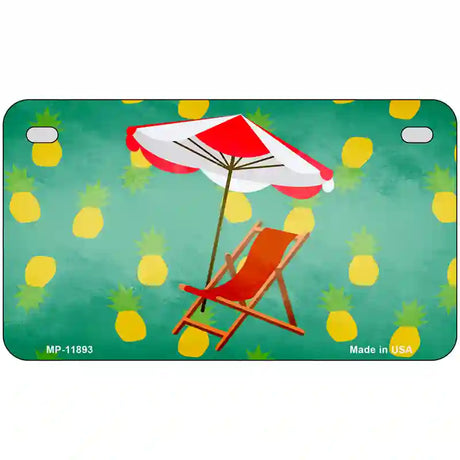 Chair and Umbrella Novelty Metal License Plate 7" x 4" (MP)