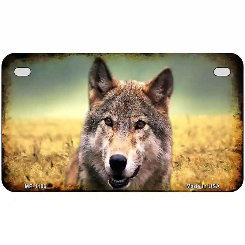 Wolf Novelty Metal License Plate 7" x 4" (MP)