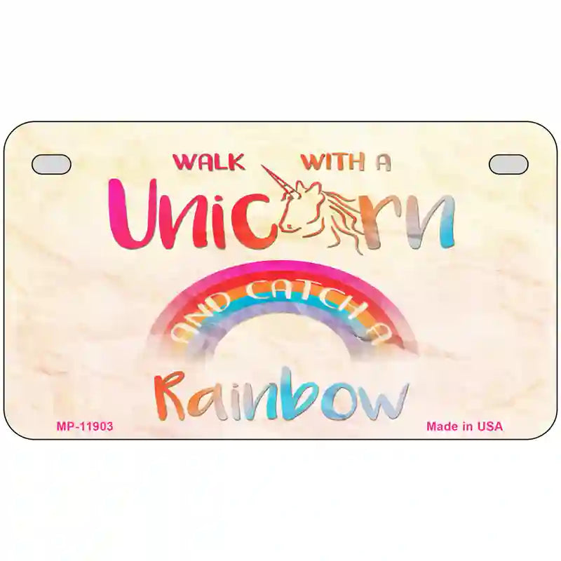 Walk with a Unicorn Novelty Metal License Plate 7" x 4" (MP)