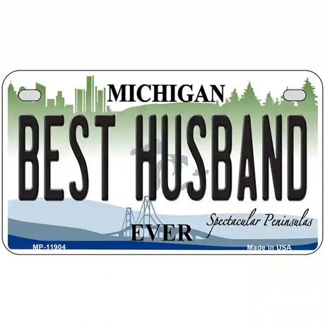 Michigan Best Husband Novelty Metal License Plate 7" x 4" (MP)