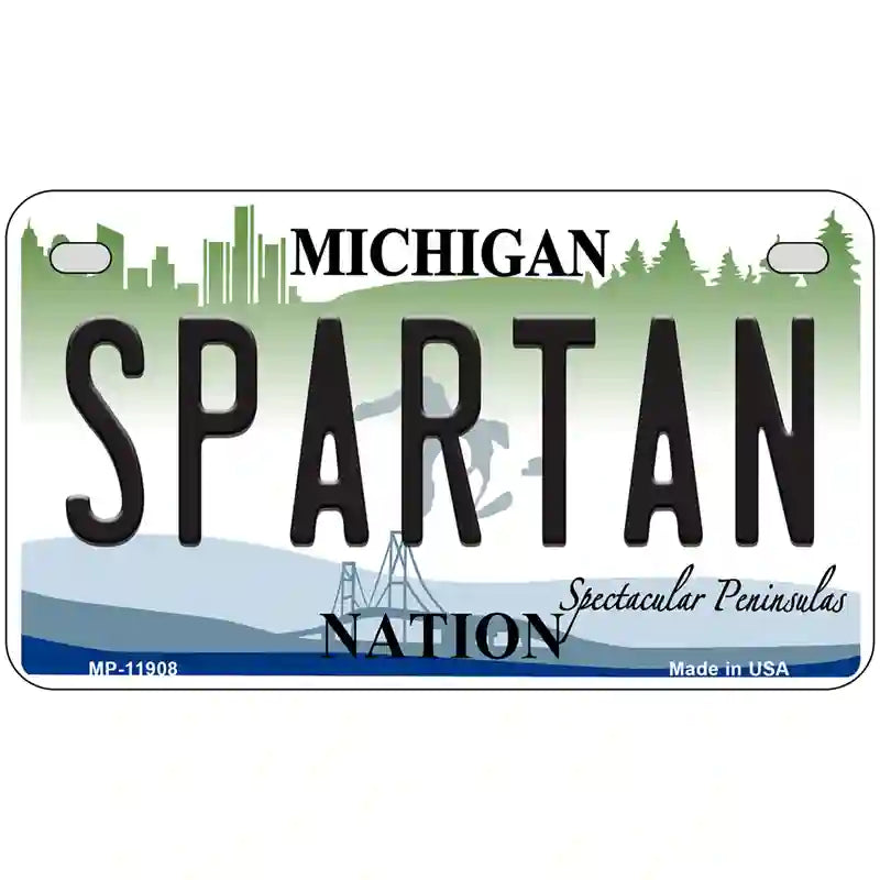 Michigan Spartan Novelty Metal License Plate 7" x 4" (MP)