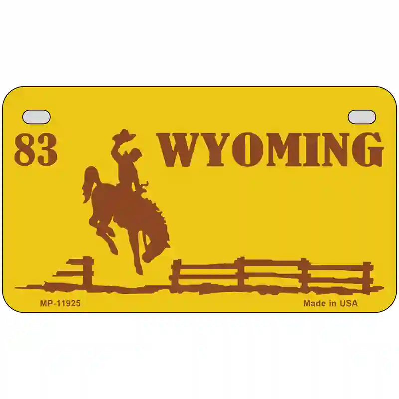 Wyoming Yellow Novelty Metal License Plate 7" x 4" (MP)