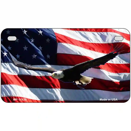 Soaring Eagle Flag Novelty Metal License Plate 7" x 4" (MP)