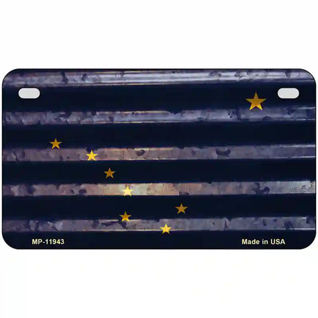 Alaska Corrugated Flag Novelty License Plate 7" x 4" (MP)