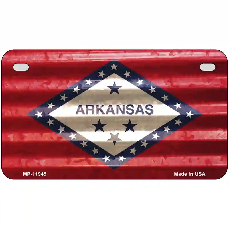 Arkansas Corrugated Flag Novelty License Plate 7" x 4" (MP)