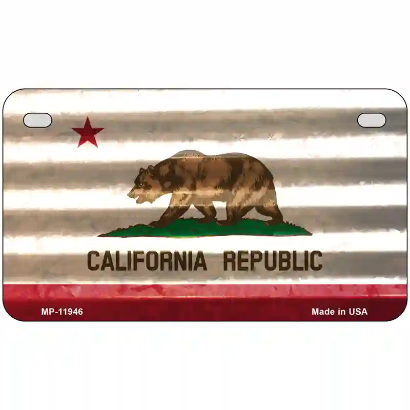 California Corrugated Flag Novelty License Plate 7" x 4" (MP)