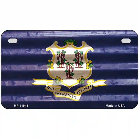 Connecticut Corrugated Flag Novelty License Plate 7" x 4" (MP)