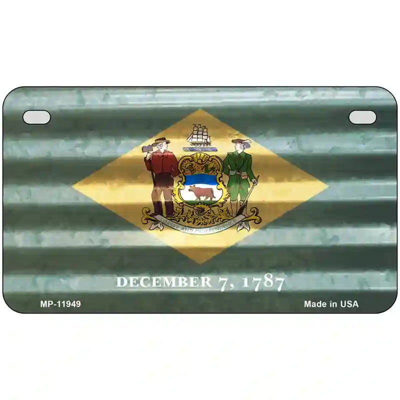 Delaware Corrugated Flag Novelty License Plate 7" x 4" (MP)