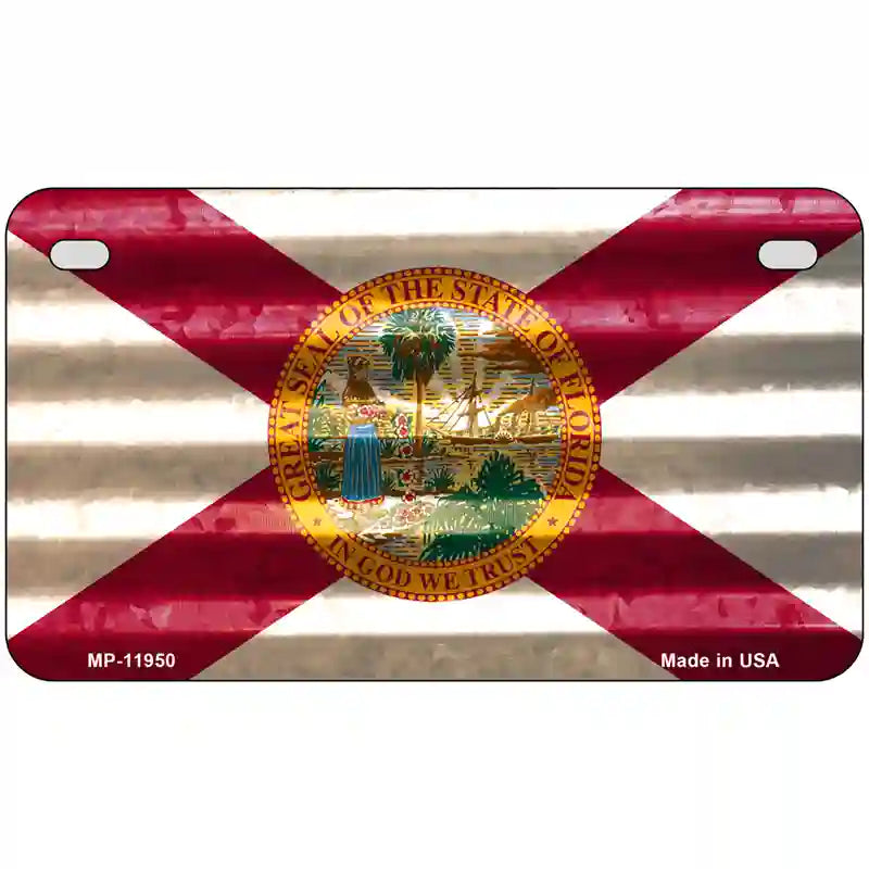 Florida Corrugated Flag Novelty License Plate 7" x 4" (MP)