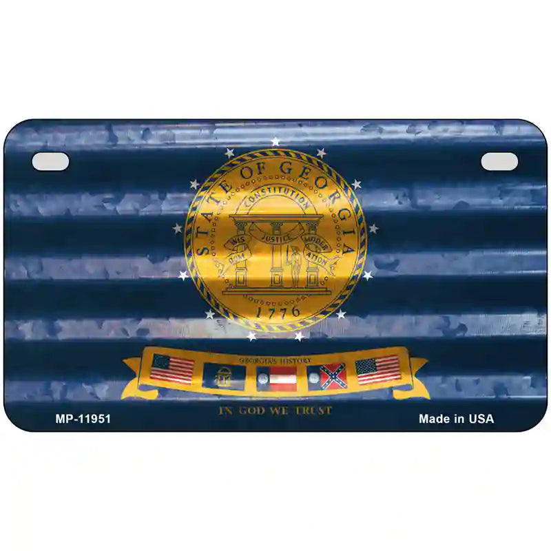 Georgia Corrugated Flag Novelty License Plate 7" x 4" (MP)