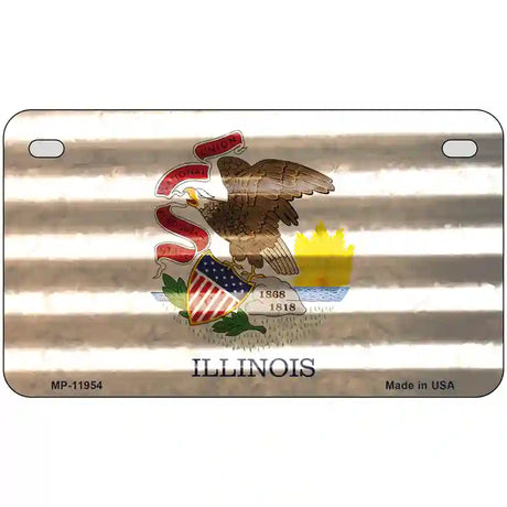 Illinois Corrugated Flag Novelty License Plate 7" x 4" (MP)