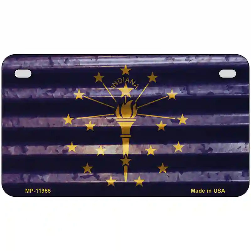 Indiana Corrugated Flag Novelty License Plate 7" x 4" (MP)