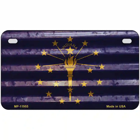 Indiana Corrugated Flag Novelty License Plate 7" x 4" (MP)