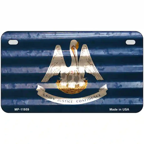 Louisiana Corrugated Flag Novelty License Plate 7" x 4" (MP)