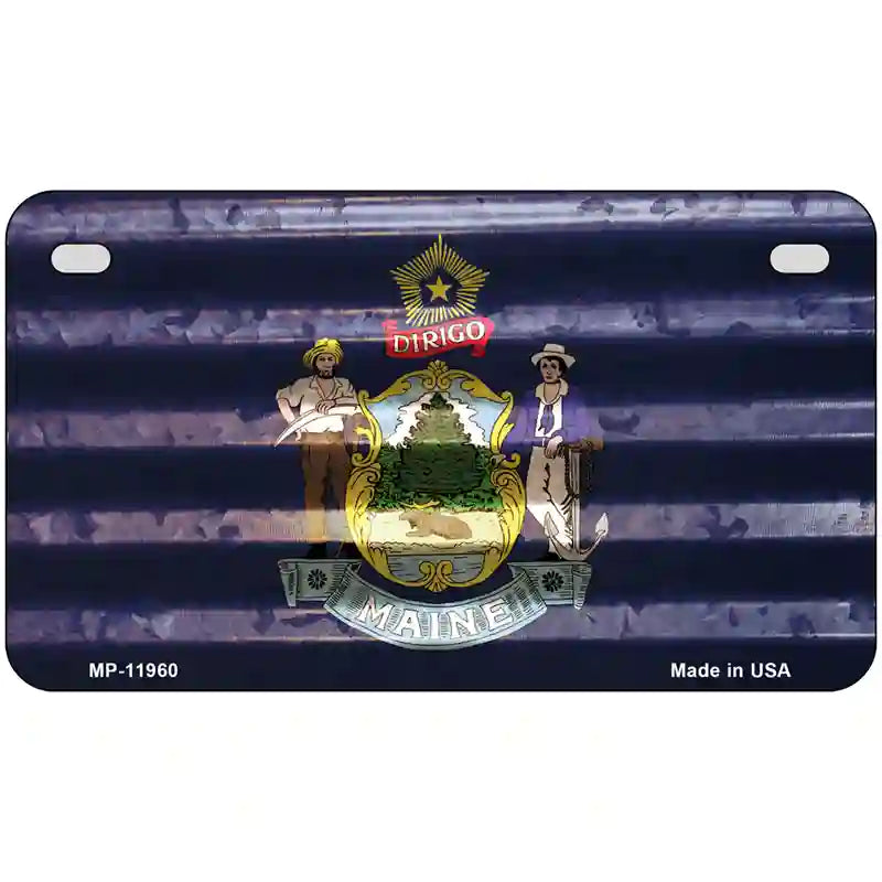 Maine Corrugated Flag Novelty License Plate 7" x 4" (MP)