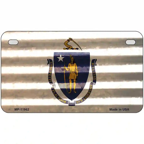 Massachusetts Corrugated Flag Novelty License Plate 7" x 4" (MP)