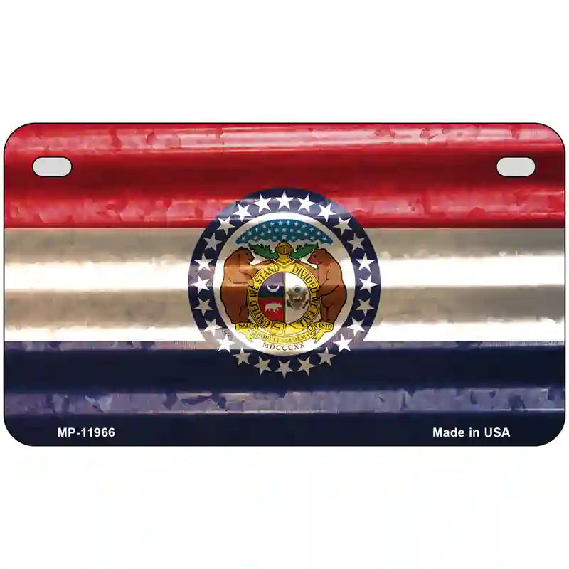 Missouri Corrugated Flag Novelty License Plate 7" x 4" (MP)