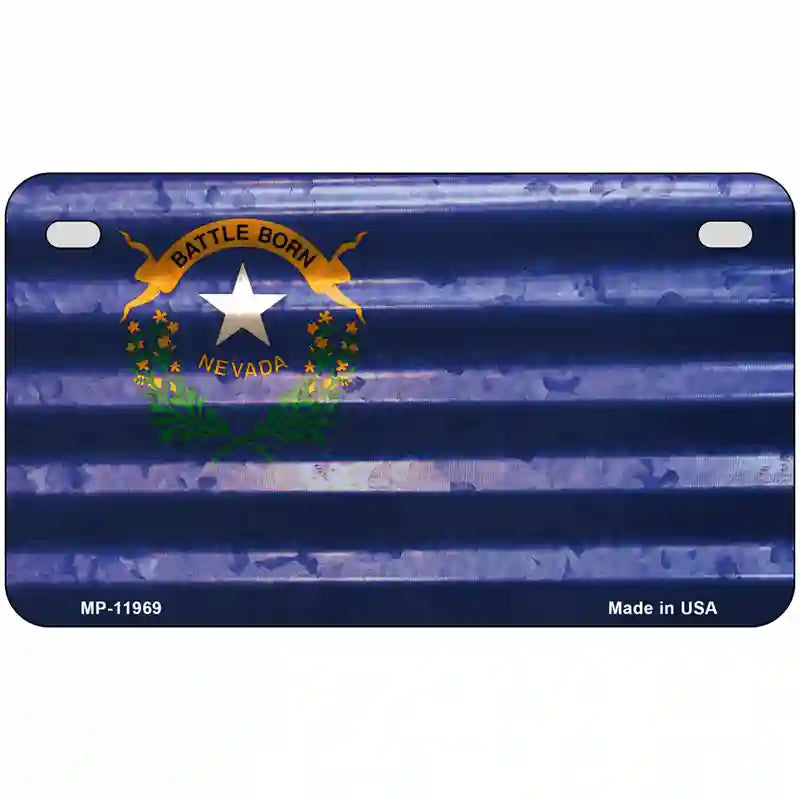 Nevada Corrugated Flag Novelty License Plate 7" x 4" (MP)