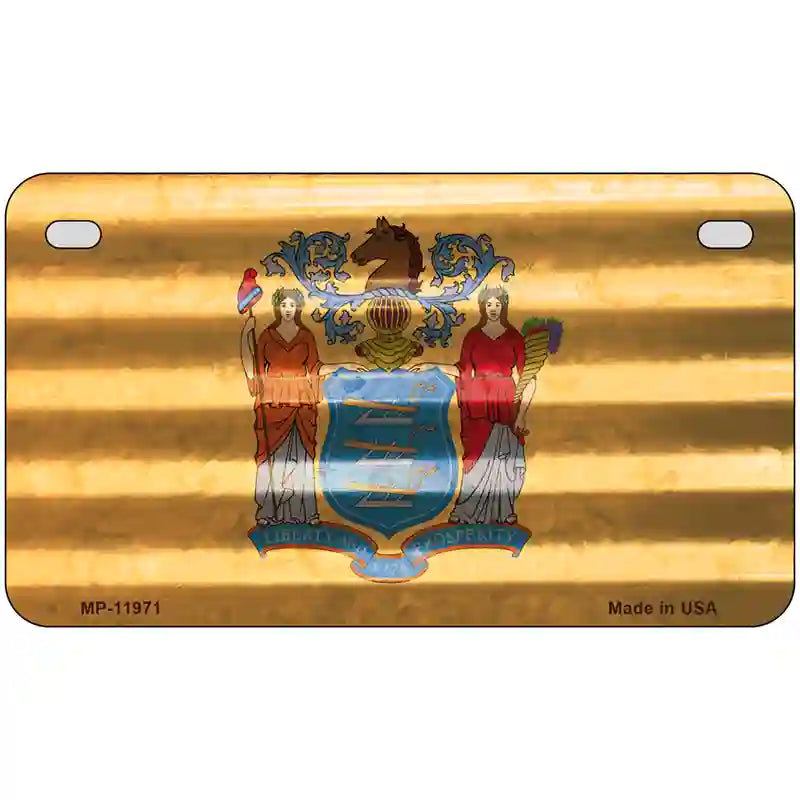 New Jersey Corrugated Flag Novelty License Plate 7" x 4" (MP)