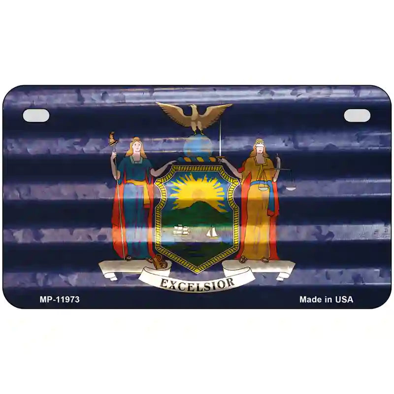 New York Corrugated Flag Novelty License Plate 7" x 4" (MP)