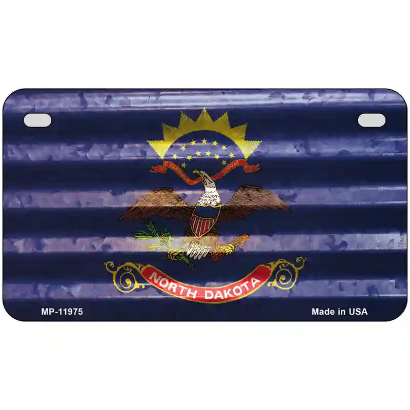 North Dakota Corrugated Flag Novelty License Plate 7" x 4" (MP)