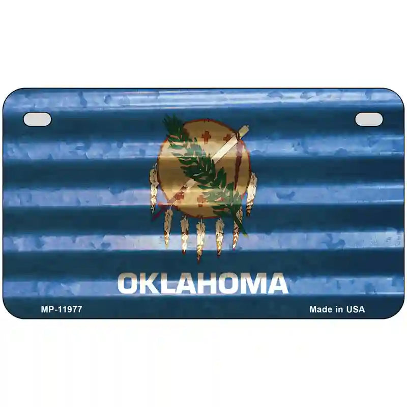 Oklahoma Corrugated Flag Novelty License Plate 7" x 4" (MP)