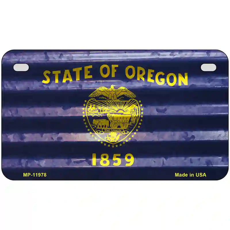 Oregon Corrugated Flag Novelty License Plate 7" x 4" (MP)