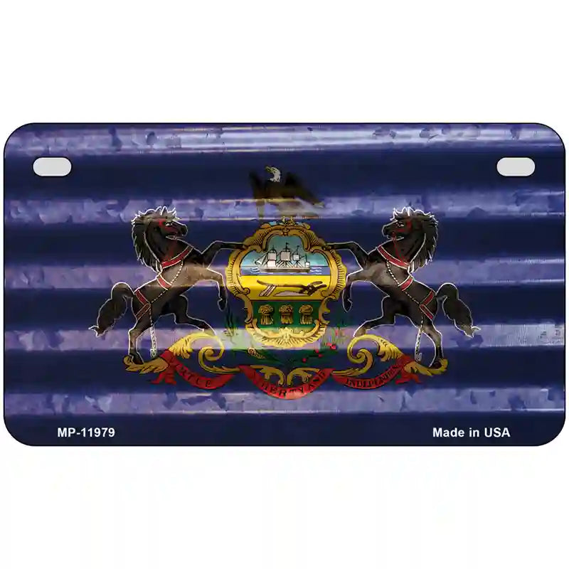 Pennsylvania Corrugated Flag Novelty License Plate 7" x 4" (MP)