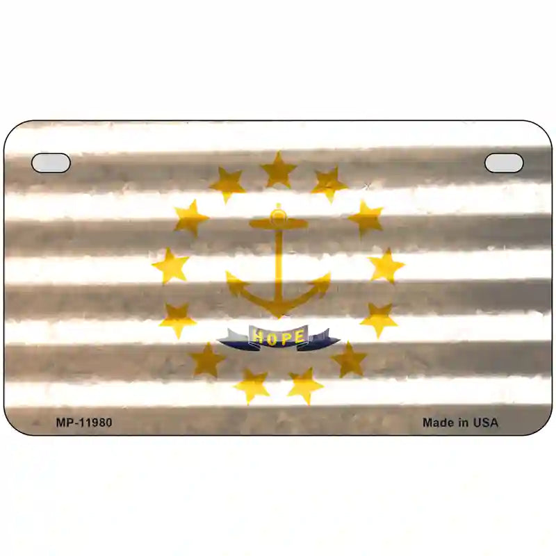 Rhode Island Corrugated Flag Novelty License Plate 7" x 4" (MP)